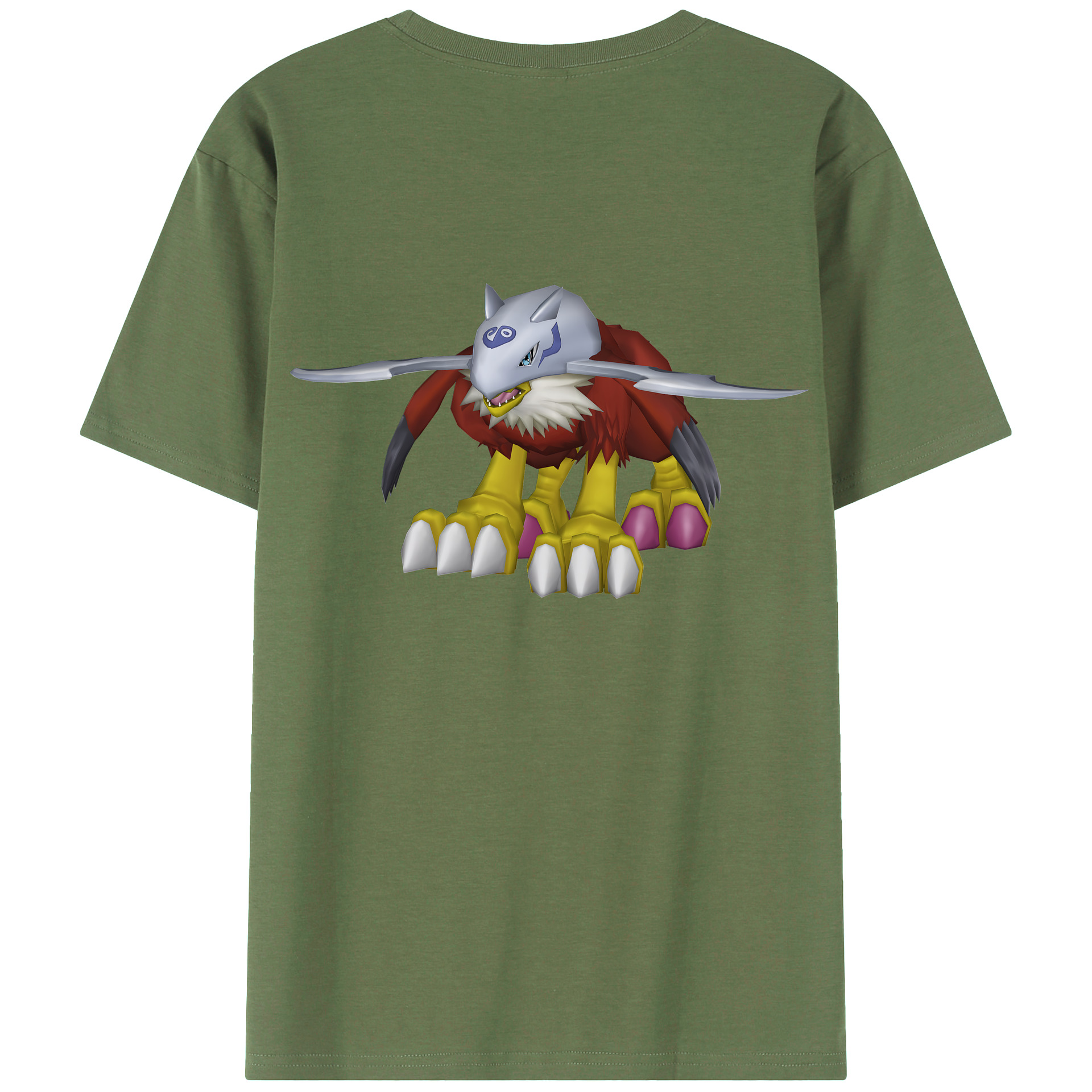 （画像用） Digimon デジタルモンスター/デジモン 綿100％ メンズ半袖Tシャツ（バックプリント） 通気性